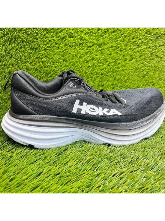 Hoka Shoes - Hoka One One Bondi 8 Womens Size 10D Black White Athletic Running Shoes Sneakers